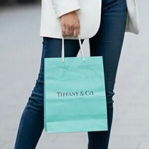 Tiffany‎ & Co. Classic Blue Paper Gift Shopping Bag 10x8 White Rope Handles